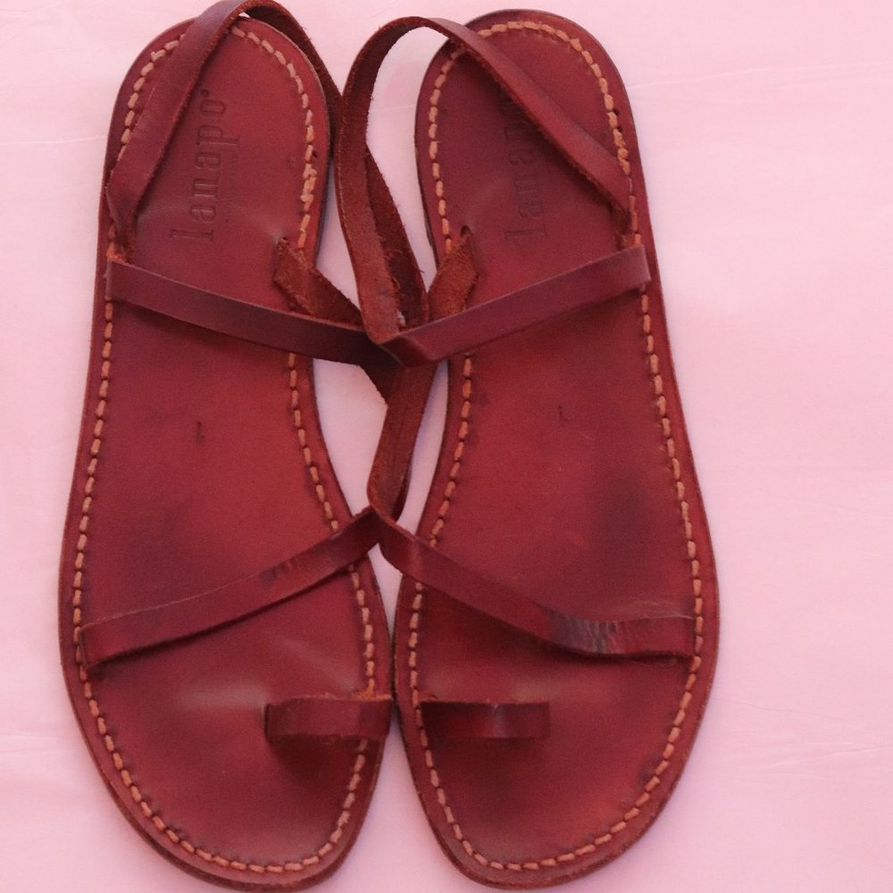 LANAPO BROWN LEATHER MADE IN ITALY SZ 40